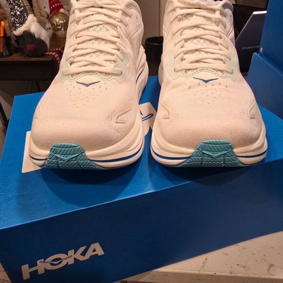 Hoka One Mens Clifton 10 Road Running Shoes - white / skyward blue Men's SZ 10.5 - Picture 5 of 16